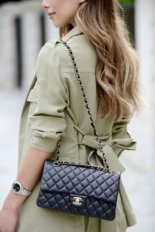 Chanel Classic Jumbo Flap Shoulder Bag With Original Box & Dust Bag (Black 113) Premium Bags (Shoulder Bag)