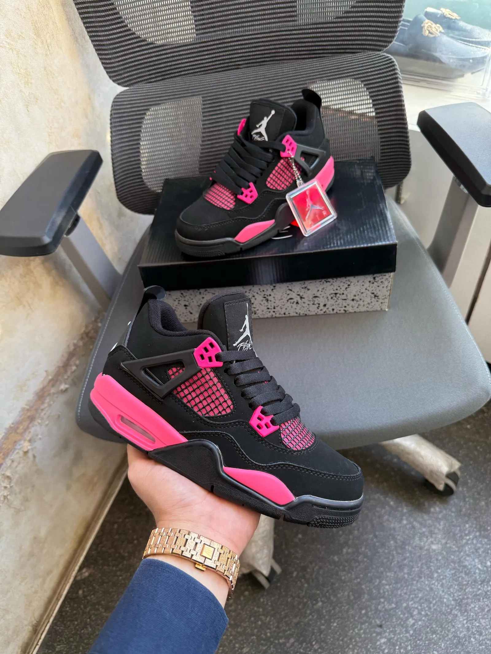 Nike Air Jordan Retro 4 Pink Thunder Semi UA Shoes